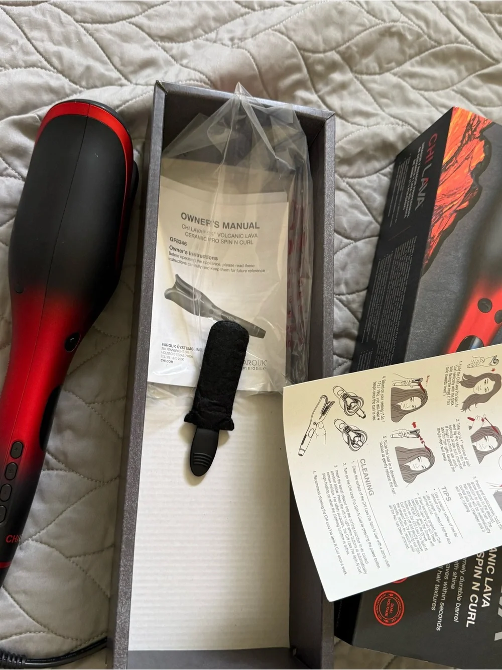 CHI Lava Volcanic Ceramic Pro Spin N Curl - Red and Black 1.25 inch